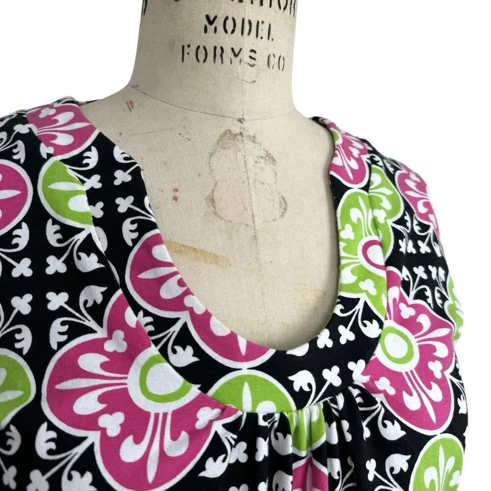 Tracy Negoshian Ponte Knit Dress L Ruffle Country Club Colorful Preppy Resort - Picture 6 of 16
